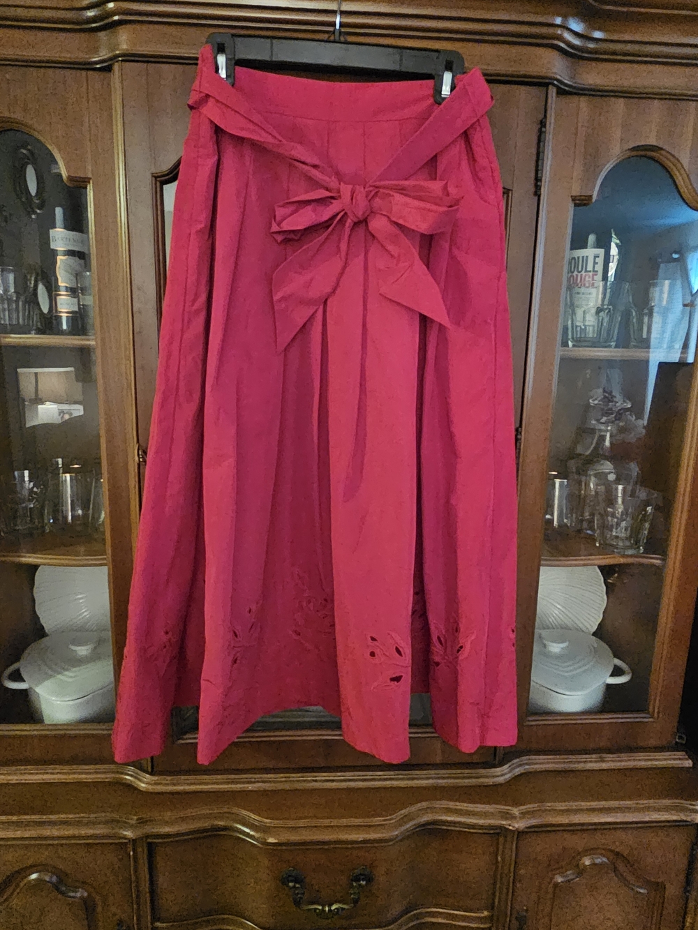Talbots Red A-Line Midi Skirt with Waist Bow. Original Price $120